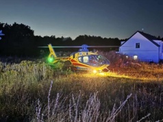 Pożar przyczepy w Kościnie. Lądował śmigłowiec LPR