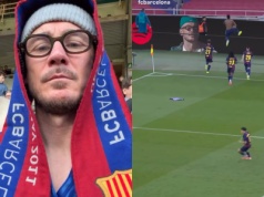 Pezet na banerach podczas meczu Barcelony