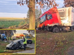 Zderzenie osobówki z TIRem. Na miejscu śmigłowiec LPR