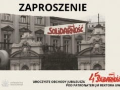 Obchody 45-lecia NSZZ „Solidarność” Uniwersytetu Warszawskiego – w czwartek