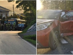 Zderzenie autobusu z osobówką w Chochorowicach i kolizja w Nawojowej. Poważne utrudnienia drogowa na Sądecczyźnie