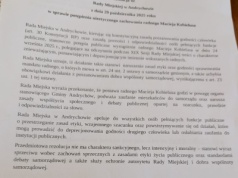 Rada Miejska w Andrychowie przyjęła rezolucję potępiającą zachowanie radnego Macieja Kobielusa
