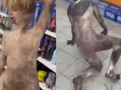 Naga blondynka wtargnęła do sklepu w Baszkirii w Rosji