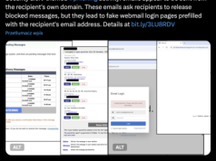E-maile phishingowe podszywające się pod alerty filtrów antyspamowych kradną dane logowania