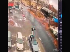 Przebiegł po dachu Mercedesa i wpadł (wideo)