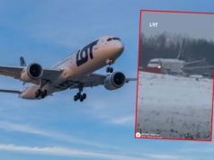 Samolot LOT-u wypadł z pasa startowego na lotnisku w Wilnie. Jest nagranie