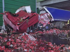 Ciężarówka z piwem zablokowała S7. Kierowca w szpitalu