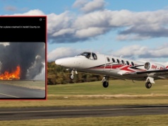 Mały odrzutowiec wzbił się w powietrze. Chwilę później runął na ziemię i stanął w płomieniach