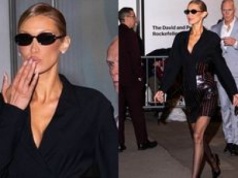 Ściśnięta skórzaną spódnicą Bella Hadid eksponuje nogi do nieba. Jest ogień? (ZDJĘCIA)