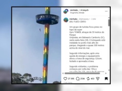 Wieża widokowa stanęła. Turyści zawiśli na kilkudziesięciu metrach. Spuszczano ich na linach