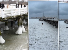 Spacerowali po zamarzniętym Bałtyku tuż przy molo. Nagle lód pękł!
