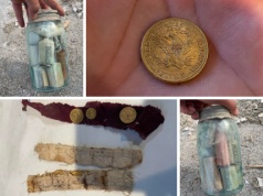 Słoiki z monetami odkryte w kamiennym murze (GALERIA)