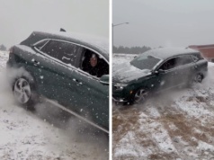 Kierowca wpadł w panikę, kiedy jego Vinfast oszalał na ośnieżonym zboczu
