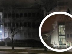 Pożar banku NBP w Kielcach. Zapaliła się część elewacji budynku