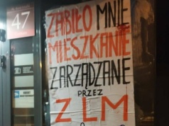Plakaty na ulicach Łodzi po serii zgonów lokatorów