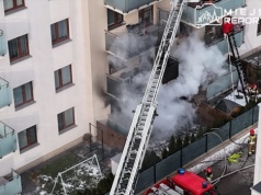Kolejny duży pożar w Ząbkach! 20 osób uwięzionych na wyższych kondygnacjach. W akcji śmigłowiec LPR, liczne ZRM i straże pożarne