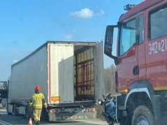Pożar opony w ciężarówce na obwodnicy Maciejowej. Interweniowały służby.