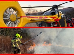 76-latek prawie spłonął! Chciał ugasić pożar traw, w akcji śmigłowiec LPR