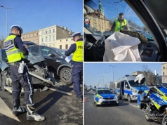 Karambol na wiadukcie w Lesznie. Wśród poszkodowanych kobieta w 8 miesiącu ciąży