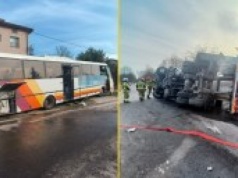 ​Cysterna i autobus zderzyły się na Mazowszu. Są poszkodowani