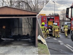 Płonęła trawa, zapalił się garaż