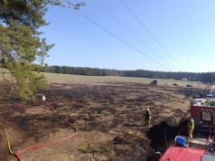 Pożar suchych traw między Wólką Husińską a Husinami. Ogień objął około hektara terenu