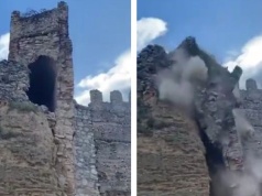 Hiszpańska wieża runęła jak domek z kart. Wszystko na oczach turystów