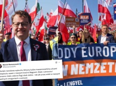 Romanowski i Bąkiewicz zaszczycili Orbana swoją obecnością na prorządowym marszu w Budapeszcie