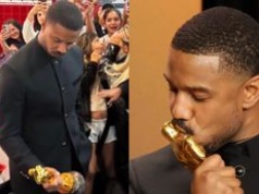 Michael B. Jordan po Oscarach poszedł z wygraną statuetką do... FAST FOODU. Akademia poskąpiła na cateringu? (WIDEO)