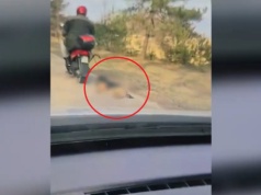 Powiat mrągowski. 72-latek ciągnął psa na sznurku za motorowerem. Nagranie szokuje