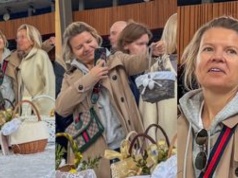 Wyposażona w torebkę za 7 tysięcy złotych Marta Manowska święci pokarm w kościele (ZDJĘCIA)