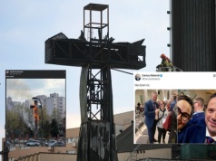 Płonący krzyż i zachwycona radna z KO. W tle Żurek i Trzaskowski