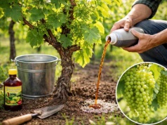 Wylewam to pod winorośl w kwietniu. Efekt? Pełne kiście winogron!