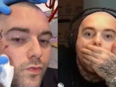 Jak obiecał, tak zrobił. Bedoes wydziarał sobie "je*ać raka" na twarzy! (FOTO)