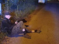 Zaskakująca sytuacja w Olsztynie. Nad leżącym przy jezdni mężczyzną czuwał pies