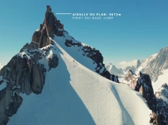 Matthias Giraud — pierwszy zjazd ski-BASE z Aiguille du Plan
