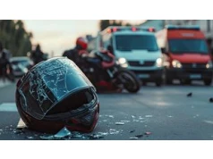 Wypadek w Porębie pod Pszczyną. Motocykl zderzył się z samochodem osobowym. Na miejscu lądował śmigłowiec Lotniczego Pogotowia Ratunkowego