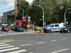 Kolizja na skrzyżowaniu Partyzantów i Andersa. W zdarzeniu mógł brać udział radiowóz