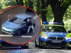 Renault odjechało ze świadkiem na drzwiach. Nagranie obiegło sieć