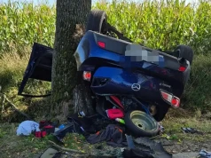Samochód owinął się wokół drzewa, strażacy wycinali ranną osobę z wraku! W akcji śmigłowiec LPR