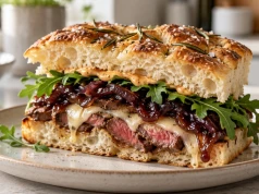Steak sandwich z antrykotem, serem i chutneyem z cebuli Mateusza Gesslera