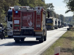 Wypadek DK50 w Zawiszynie. 60-letni motocyklista w stanie ciężkim przetransportowany śmigłowcem LPR