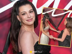 Anna Hathaway w zaawansowanej ciąży skradła show. Nagle rzuciła się w ramiona Dakoty Johnson