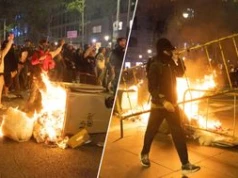 Gorąco na ulicach Barcelony. Podpalone kosze, zdewastowane auta