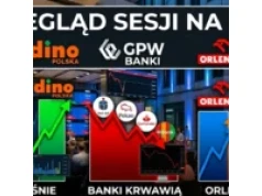 Banki ciągną WIG20 w dół. Akcje LPP, Asbis, Modivo, XTB i JSW pod presją. Mocne Dino i Orlen – przegląd trwającej sesji na GPW