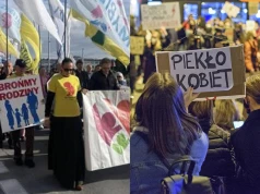 Dwie manifestacje w Rzeszowie, dwa skrajnie różne światy. Jedni przeciwko, drudzy za aborcją