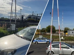 Legnica. Auto zaparkowane pod rogatkami, bo kierująca spieszyła się na... pociąg