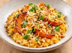 Podwójnie kremowe risotto z pieczoną dynią. Przepis Mateusza Gesslera