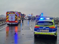 Zderzenie samochodów osobowych i ciężarówki na drodze S11