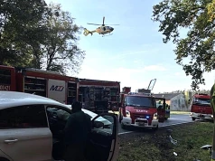 Tragiczny finał wypadku w Gajewie. Nie żyją dwie osoby. Śmigłowiec LPR na miejscu
